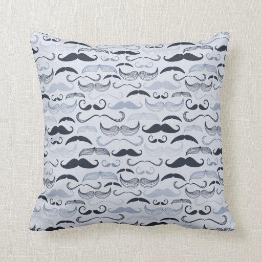 Blue Hipster Mustaches Throw Pillow Zazzle