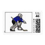 Blue Hockey Goalie Postage