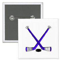 Blue Hockey Pinback Buttons