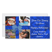 Blue Holiday Family Photo Card photo cards