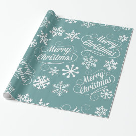 Blue Holiday Snowflakes Merry Christmas Gift Wrap