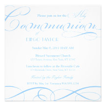Blue Holy Communion Invite