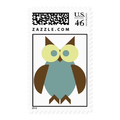 Blue Hoot Owl Stamp