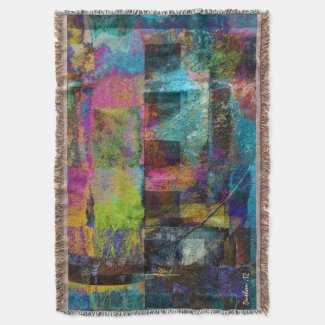 Blue Hope Geometric Industrial Grunge Art 6 Throw