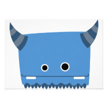 Blue Horned Monster Invitation