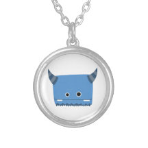 Blue Horned Monster Necklace