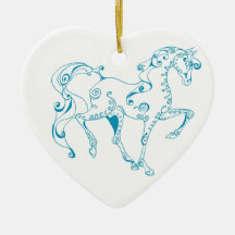 Blue Horse Heart Ornament