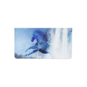 Blue horse in a waterfall checkbook cover