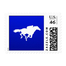 Blue Horse Racing Postage Stamps