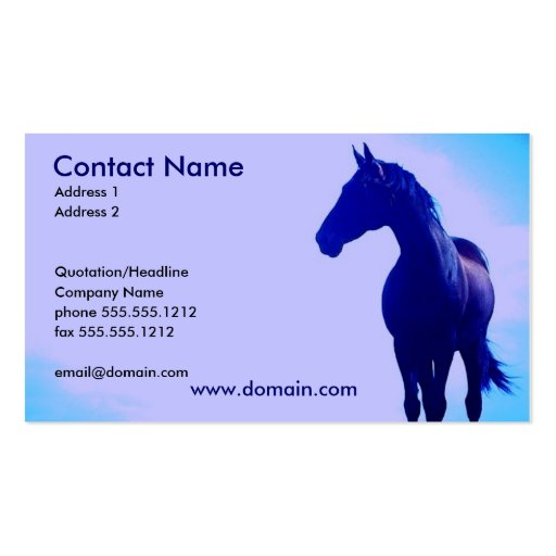 Blue Horse Silhouette Business Card (front side)