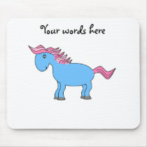 Blue horse with pink mane mouse pad