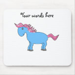 Blue horse with pink mane mouse pad