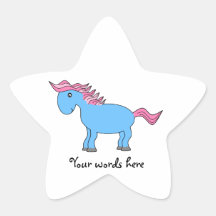 Blue horse with pink mane star stickers
