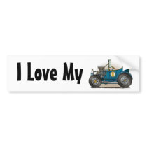Blue Hot Rod Car I Love My Bumper Sticker bumper stickers by art1st Blue Hot Rod Car I Love My Bumper Sticker bumper stickers