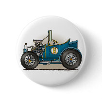 Blue Hot Rod Car Pins buttons by art1st Blue Hot Rod Car Pins buttons