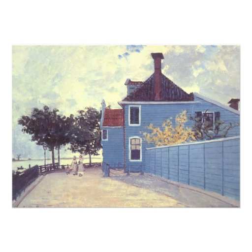 Blue House Zaandam, Monet, Vintage Impressionism Custom Invitations