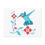Blue Hummingbird Flowers Postcards