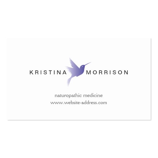 BLUE HUMMINGBIRD LOGO, Naturopathy, Healthcare Business Card (front side)