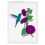 Blue Hummingbird & Morning Glory Vine Greeting Card