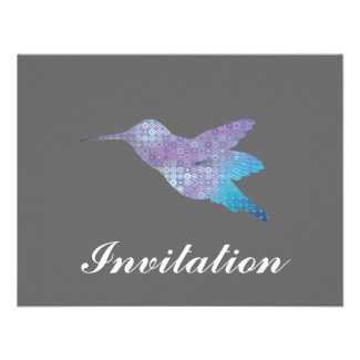 Blue Hummingbird Personalized Invite