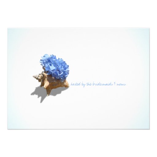 Blue Hydrangea and Seashell Bridal Shower Invitation