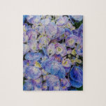 Blue Hydrangea Botanical Art Jigsaw Puzzle