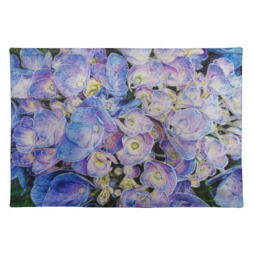 Blue Hydrangea Botanical Art Placemats Zazzle