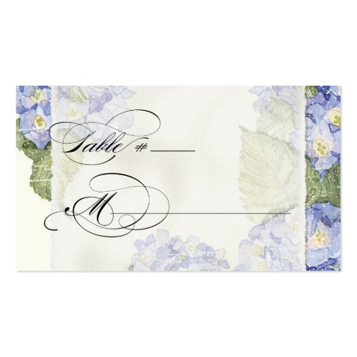 Blue Hydrangea Bracket Floral Formal Wedding Business Cards (front side)