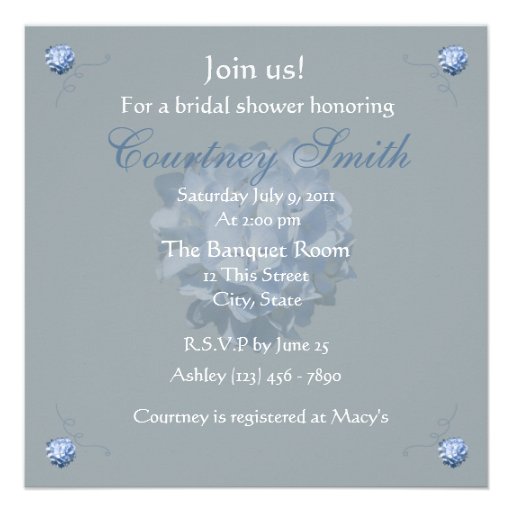 Blue Hydrangea Bridal Shower invitation