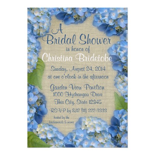 Blue Hydrangea Bridal Shower Invite