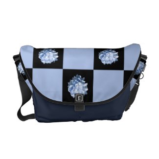 Blue Hydrangea Checkered messenger bag rickshawmessengerbag