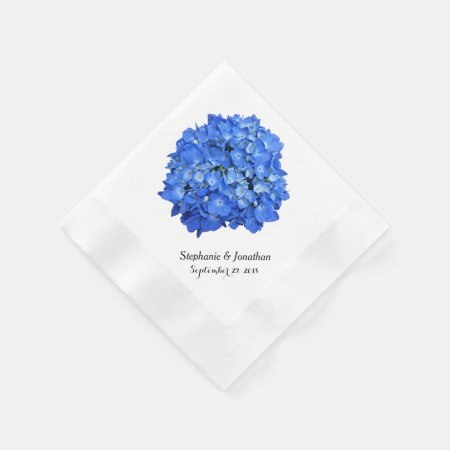 Blue Hydrangea Custom Floral Paper Napkins at Zazzle