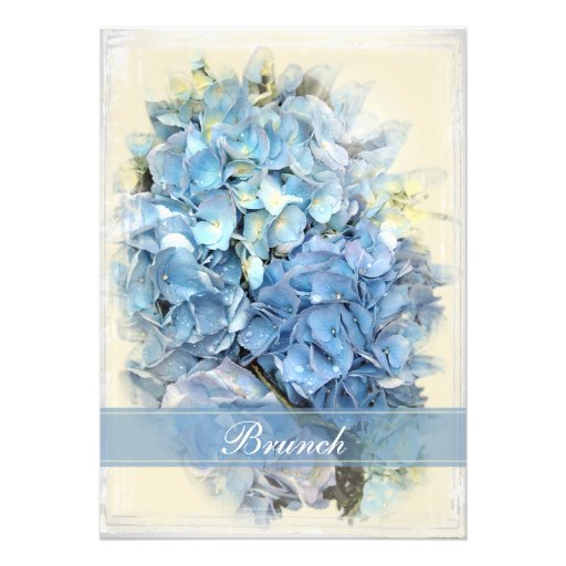 Blue Hydrangea Flower Post Wedding Brunch Invite