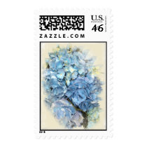 Blue Hydrangea Flower Postage Stamp by loraseverson Blue Hydrangea Flower Postage Stamp