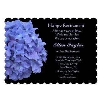 Blue Hydrangea Flower Retirement Party Invitation