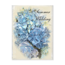 Blue Hydrangea Flower Summer Wedding Announcement postcards