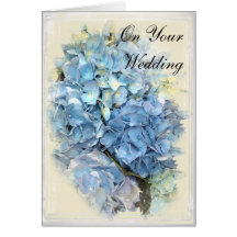 Blue Hydrangea Flower Wedding Day Card