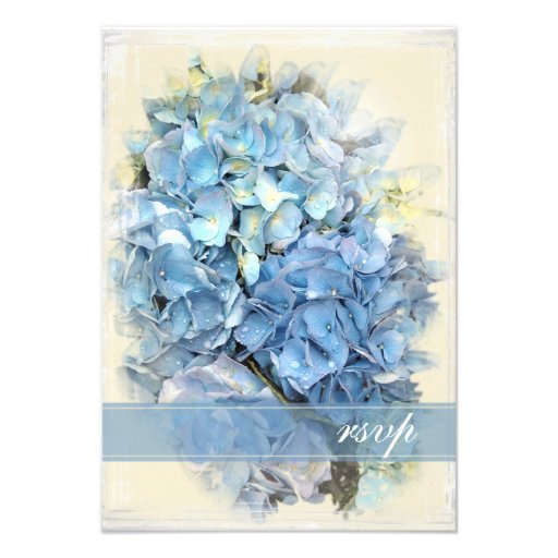 Blue Hydrangea Flower Wedding Response Card Announcements