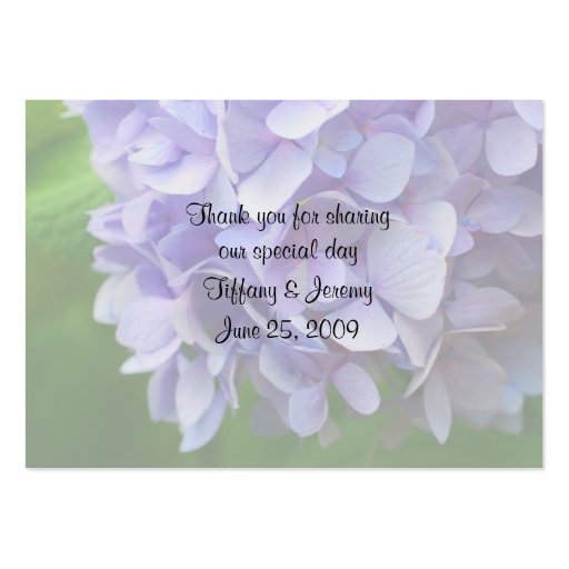 Blue Hydrangea Flower Wedding Table Place Cards Business Card Templates (back side)