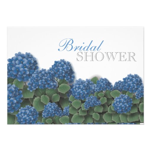 Blue Hydrangea Flowers Bridal Shower Invitation