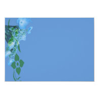 blue hydrangea flowers in blue background invite