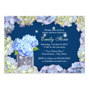 Blue Hydrangea Flowers & Mason Jar Bridal Shower Cards