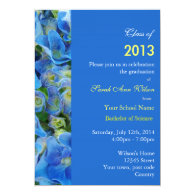 Blue hydrangea garden flower graduation party invites