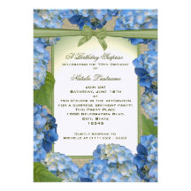 Blue Hydrangea Garden Party Birthday Custom Invite
