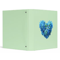 Blue Hydrangea Heart 3 Ring Binder
