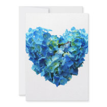 Blue Hydrangea Heart Personalized Announcement