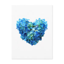 Blue Hydrangea Heart Post Cards