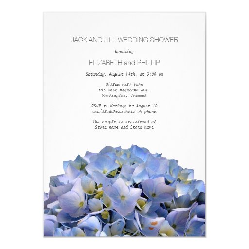 Blue Hydrangea Jack and Jill Wedding Shower Card Zazzle