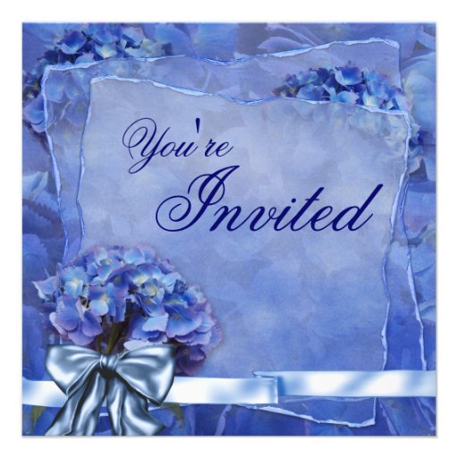 Blue Hydrangea Party Custom Announcements (front side)