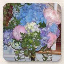 Blue Hydrangea Pink Peonies Coasters